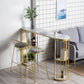 White Stone Bar Table Industrial Bar Dining Table with Sled Base 63"L x 15.7"W x 41.3"H Gold Without Chairs Clearhalo 'Bar Furniture' 'Bar Tables' 'bar_tables' 'furn' 'furn_bar_tables' 'Furniture' 'furniture_bar_tables' 'Kitchen & Dining Furniture' 4939267