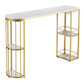 White Stone Bar Table Industrial Bar Dining Table with Sled Base Gold Without Chairs Clearhalo 'Bar Furniture' 'Bar Tables' 'bar_tables' 'furn' 'furn_bar_tables' 'Furniture' 'furniture_bar_tables' 'Kitchen & Dining Furniture' 4939270