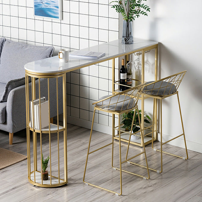 White Stone Bar Table Industrial Bar Dining Table with Sled Base Clearhalo 'Bar Furniture' 'Bar Tables' 'bar_tables' 'furn' 'furn_bar_tables' 'Furniture' 'furniture_bar_tables' 'Kitchen & Dining Furniture' 4939275