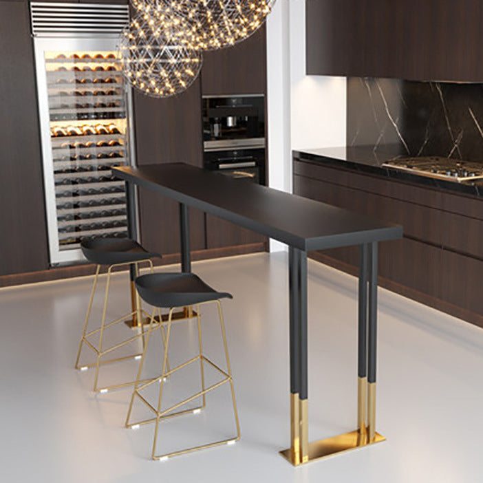 Rectangle Top Bar Table Traditional Luxury Bar Table with Sled Base 94.5"L x 15.7"W x 41.3"H Without Chairs Clearhalo 'Bar Furniture' 'Bar Tables' 'bar_tables' 'furn' 'furn_bar_tables' 'Furniture' 'furniture_bar_tables' 'Kitchen & Dining Furniture' 4939301