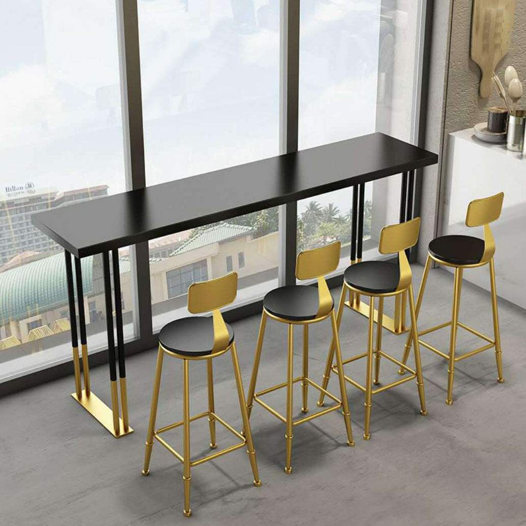 Rectangle Top Bar Table Traditional Luxury Bar Table with Sled Base 86.6"L x 15.7"W x 41.3"H Without Chairs Clearhalo 'Bar Furniture' 'Bar Tables' 'bar_tables' 'furn' 'furn_bar_tables' 'Furniture' 'furniture_bar_tables' 'Kitchen & Dining Furniture' 4939302