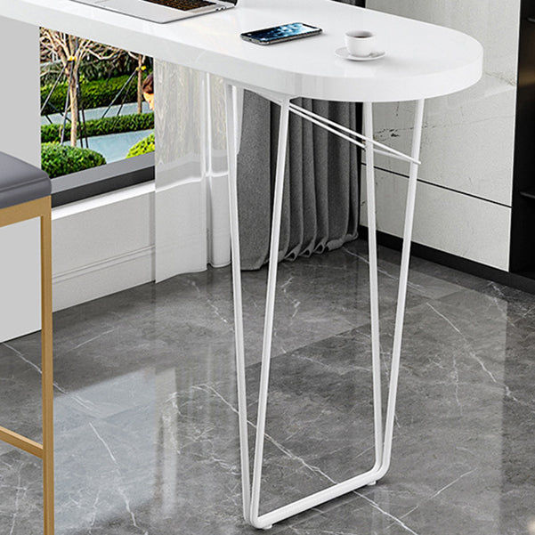 Solid Wood Bar Table Contemporary Bar Table with Sled Base in White Clearhalo 'Bar Furniture' 'Bar Tables' 'bar_tables' 'furn' 'furn_bar_tables' 'Furniture' 'furniture_bar_tables' 'Kitchen & Dining Furniture' 4939322