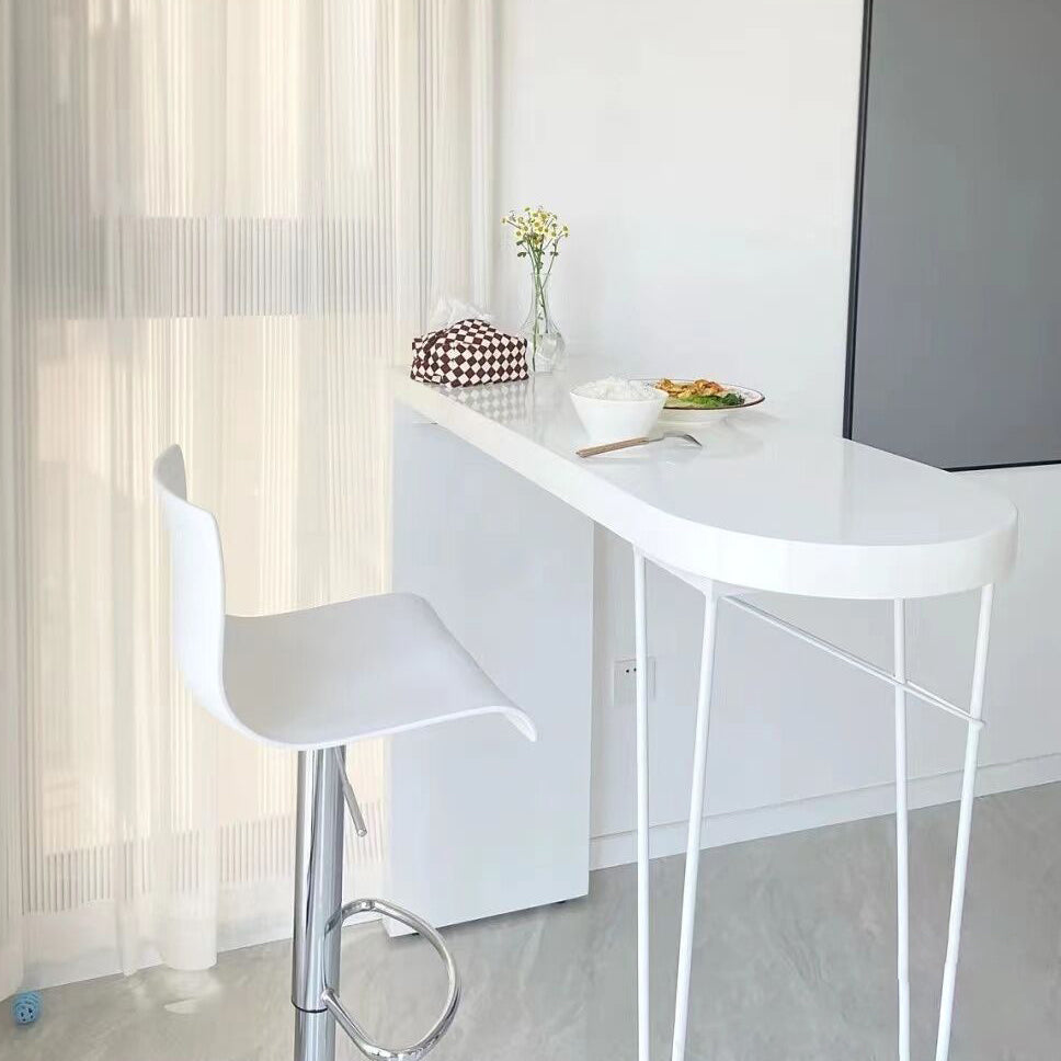 Solid Wood Bar Table Contemporary Bar Table with Sled Base in White Clearhalo 'Bar Furniture' 'Bar Tables' 'bar_tables' 'furn' 'furn_bar_tables' 'Furniture' 'furniture_bar_tables' 'Kitchen & Dining Furniture' 4939324