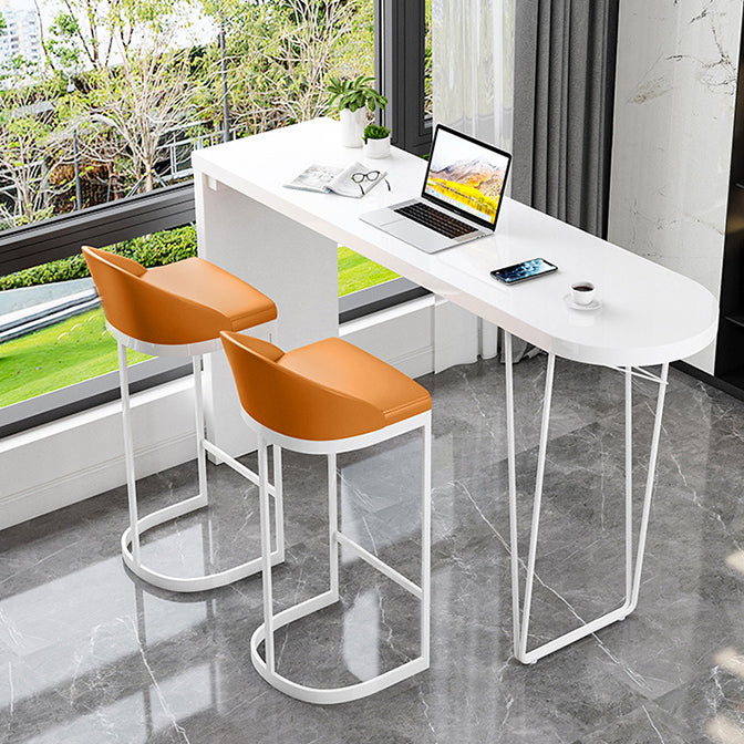 Solid Wood Bar Table Contemporary Bar Table with Sled Base in White Clearhalo 'Bar Furniture' 'Bar Tables' 'bar_tables' 'furn' 'furn_bar_tables' 'Furniture' 'furniture_bar_tables' 'Kitchen & Dining Furniture' 4939326