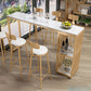 Stone Top Bar Dining Table Traditional Luxury Rectangle Bar Table with Gold Sled Base 63"L x 15.7"W x 41.3"H White Without Chairs Clearhalo 'Bar Furniture' 'Bar Tables' 'bar_tables' 'furn' 'furn_bar_tables' 'Furniture' 'furniture_bar_tables' 'Kitchen & Dining Furniture' 4939335