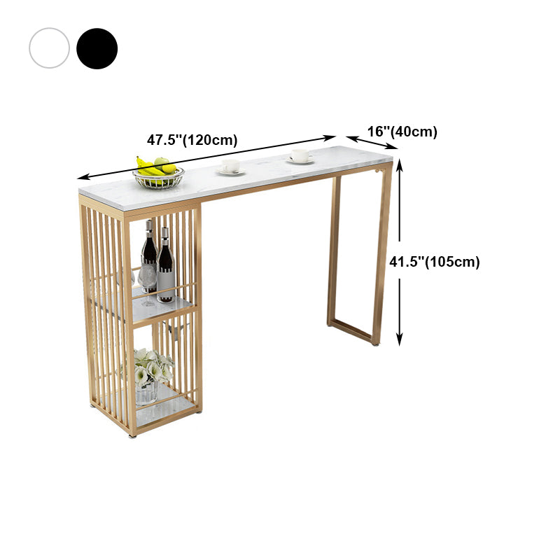 Stone Top Bar Dining Table Traditional Luxury Rectangle Bar Table with Gold Sled Base Clearhalo 'Bar Furniture' 'Bar Tables' 'bar_tables' 'furn' 'furn_bar_tables' 'Furniture' 'furniture_bar_tables' 'Kitchen & Dining Furniture' 4939342