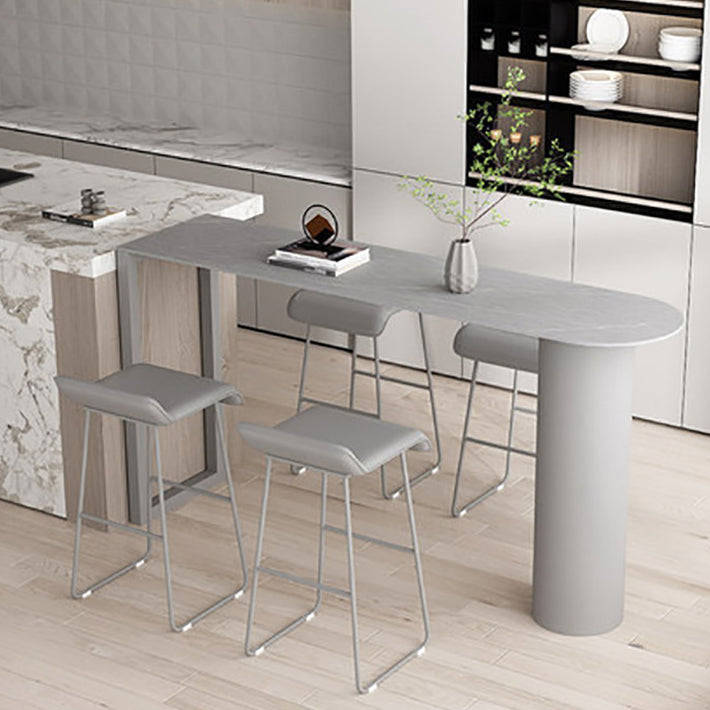 Stone Top Bar Table Traditional Luxury Bar Dining Table with Sled Base Grey Without Chairs Clearhalo 'Bar Furniture' 'Bar Tables' 'bar_tables' 'furn' 'furn_bar_tables' 'Furniture' 'furniture_bar_tables' 'Kitchen & Dining Furniture' 4939347