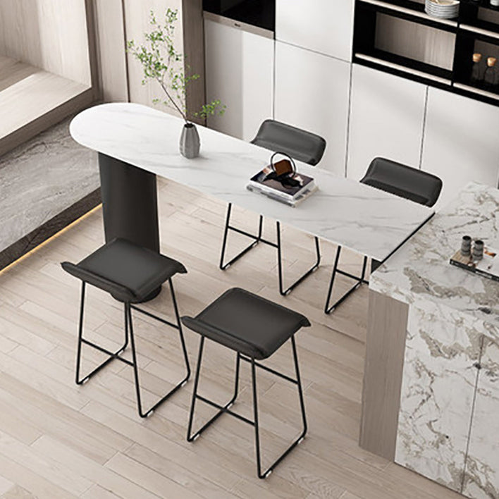 Stone Top Bar Table Traditional Luxury Bar Dining Table with Sled Base Black Without Chairs Clearhalo 'Bar Furniture' 'Bar Tables' 'bar_tables' 'furn' 'furn_bar_tables' 'Furniture' 'furniture_bar_tables' 'Kitchen & Dining Furniture' 4939349