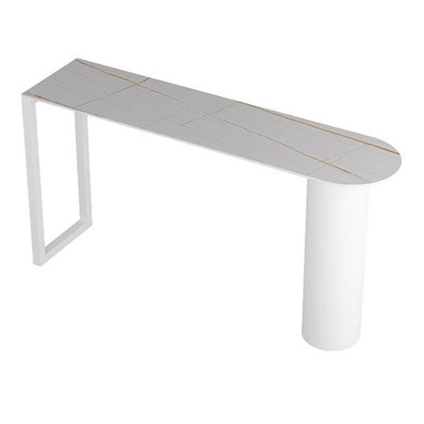 Stone Top Bar Table Traditional Luxury Bar Dining Table with Sled Base White Without Chairs Clearhalo 'Bar Furniture' 'Bar Tables' 'bar_tables' 'furn' 'furn_bar_tables' 'Furniture' 'furniture_bar_tables' 'Kitchen & Dining Furniture' 4939351