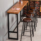 Pine Wood Bar Table Industrial Bar Dining Table with Black Trestle Base 63"L x 15.7"W x 41.3"H Without Chairs Clearhalo 'Bar Furniture' 'Bar Tables' 'bar_tables' 'furn' 'furn_bar_tables' 'Furniture' 'furniture_bar_tables' 'Kitchen & Dining Furniture' 4939382