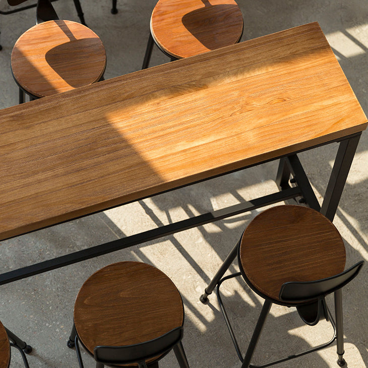 Pine Wood Bar Table Industrial Bar Dining Table with Black Trestle Base Clearhalo 'Bar Furniture' 'Bar Tables' 'bar_tables' 'furn' 'furn_bar_tables' 'Furniture' 'furniture_bar_tables' 'Kitchen & Dining Furniture' 4939387