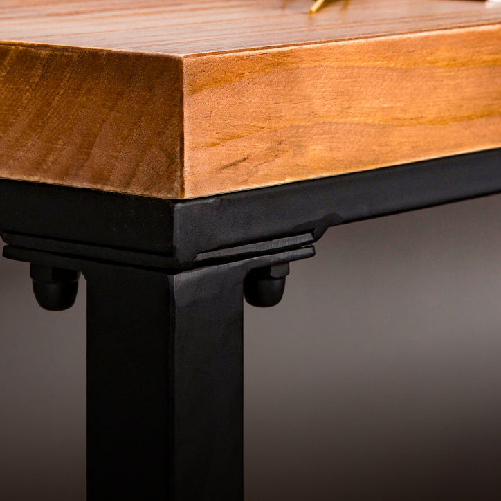 Pine Wood Bar Table Industrial Bar Dining Table with Black Trestle Base Clearhalo 'Bar Furniture' 'Bar Tables' 'bar_tables' 'furn' 'furn_bar_tables' 'Furniture' 'furniture_bar_tables' 'Kitchen & Dining Furniture' 4939388