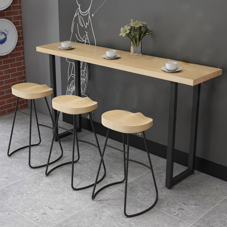 Solid Wood Bar Dining Table Industrial Bar Table with Sled Base in Black 47.2"L x 23.6"W x 41.3"H Without Chairs Clearhalo 'Bar Furniture' 'Bar Tables' 'bar_tables' 'furn' 'furn_bar_tables' 'Furniture' 'furniture_bar_tables' 'Kitchen & Dining Furniture' 4939402