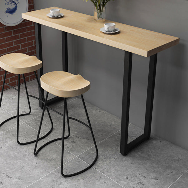 Solid Wood Bar Dining Table Industrial Bar Table with Sled Base in Black 47.2"L x 15.7"W x 41.3"H Without Chairs Clearhalo 'Bar Furniture' 'Bar Tables' 'bar_tables' 'furn' 'furn_bar_tables' 'Furniture' 'furniture_bar_tables' 'Kitchen & Dining Furniture' 4939404