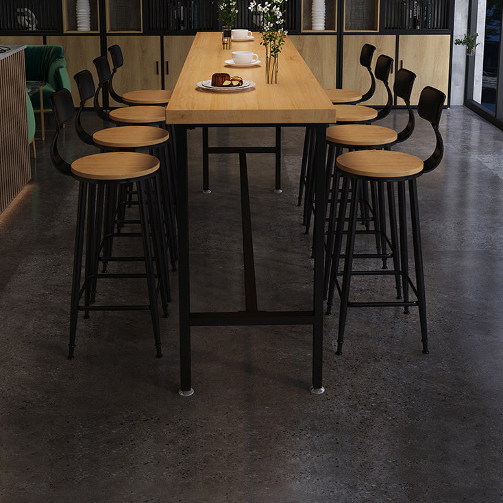 Solid Wood Bar Dining Table Industrial Bar Dining Table with Black Trestle Base Clearhalo 'Bar Furniture' 'Bar Tables' 'bar_tables' 'furn' 'furn_bar_tables' 'Furniture' 'furniture_bar_tables' 'Kitchen & Dining Furniture' 4939439