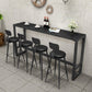 Stone Bar Table Industrial Bar Dining Table with Trestle Base in Black 70.9"L x 15.7"W x 41.3"H Without Chairs Clearhalo 'Bar Furniture' 'Bar Tables' 'bar_tables' 'furn' 'furn_bar_tables' 'Furniture' 'furniture_bar_tables' 'Kitchen & Dining Furniture' 4939451