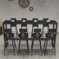 Stone Bar Table Industrial Bar Dining Table with Trestle Base in Black 55.1"L x 15.7"W x 41.3"H Without Chairs Clearhalo 'Bar Furniture' 'Bar Tables' 'bar_tables' 'furn' 'furn_bar_tables' 'Furniture' 'furniture_bar_tables' 'Kitchen & Dining Furniture' 4939453