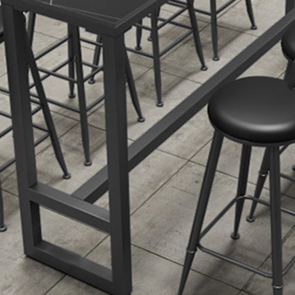 Stone Bar Table Industrial Bar Dining Table with Trestle Base in Black Clearhalo 'Bar Furniture' 'Bar Tables' 'bar_tables' 'furn' 'furn_bar_tables' 'Furniture' 'furniture_bar_tables' 'Kitchen & Dining Furniture' 4939456