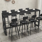 Stone Bar Table Industrial Bar Dining Table with Trestle Base in Black Clearhalo 'Bar Furniture' 'Bar Tables' 'bar_tables' 'furn' 'furn_bar_tables' 'Furniture' 'furniture_bar_tables' 'Kitchen & Dining Furniture' 4939458