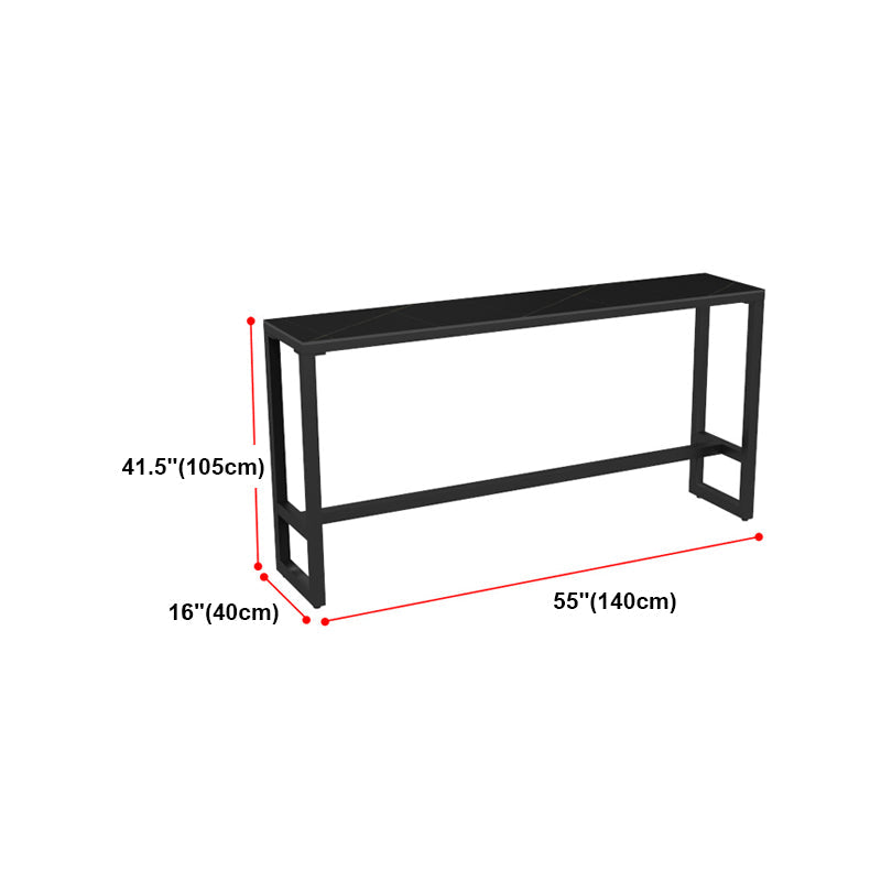 Stone Bar Table Industrial Bar Dining Table with Trestle Base in Black Clearhalo 'Bar Furniture' 'Bar Tables' 'bar_tables' 'furn' 'furn_bar_tables' 'Furniture' 'furniture_bar_tables' 'Kitchen & Dining Furniture' 4939463