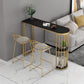 Glam Bar Dining Table Stone Top Iron Indoor Bistro Table with Shelf Gold-Black Without Chairs Clearhalo 'Bar Furniture' 'Bar Tables' 'bar_tables' 'furn' 'furn_bar_tables' 'Furniture' 'furniture_bar_tables' 'Kitchen & Dining Furniture' 4939468