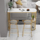 Glam Bar Dining Table Stone Top Iron Indoor Bistro Table with Shelf Clearhalo 'Bar Furniture' 'Bar Tables' 'bar_tables' 'furn' 'furn_bar_tables' 'Furniture' 'furniture_bar_tables' 'Kitchen & Dining Furniture' 4939476