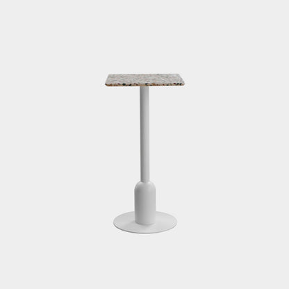 Industrial Steel Bar Dining Table Terrazzo Top Indoor Bistro Table with Single Pedestal 19.7"L x 19.7"W x 41.3"H Grey Square Clearhalo 'Bar Furniture' 'Bar Tables' 'bar_tables' 'furn' 'furn_bar_tables' 'Furniture' 'furniture_bar_tables' 'Kitchen & Dining Furniture' 4939502