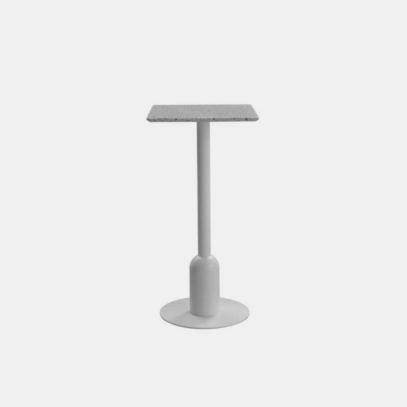 Industrial Steel Bar Dining Table Terrazzo Top Indoor Bistro Table with Single Pedestal 19.7"L x 19.7"W x 41.3"H White Square Clearhalo 'Bar Furniture' 'Bar Tables' 'bar_tables' 'furn' 'furn_bar_tables' 'Furniture' 'furniture_bar_tables' 'Kitchen & Dining Furniture' 4939503