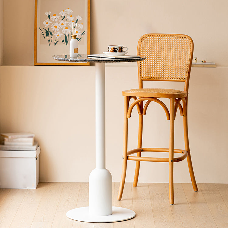 Industrial Steel Bar Dining Table Terrazzo Top Indoor Bistro Table with Single Pedestal 19.7"L x 19.7"W x 41.3"H Gray Black Round Clearhalo 'Bar Furniture' 'Bar Tables' 'bar_tables' 'furn' 'furn_bar_tables' 'Furniture' 'furniture_bar_tables' 'Kitchen & Dining Furniture' 4939505