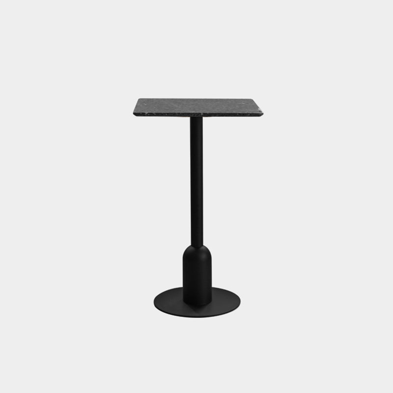 Industrial Steel Bar Dining Table Terrazzo Top Indoor Bistro Table with Single Pedestal 23.6"L x 23.6"W x 41.3"H Black Square Clearhalo 'Bar Furniture' 'Bar Tables' 'bar_tables' 'furn' 'furn_bar_tables' 'Furniture' 'furniture_bar_tables' 'Kitchen & Dining Furniture' 4939508