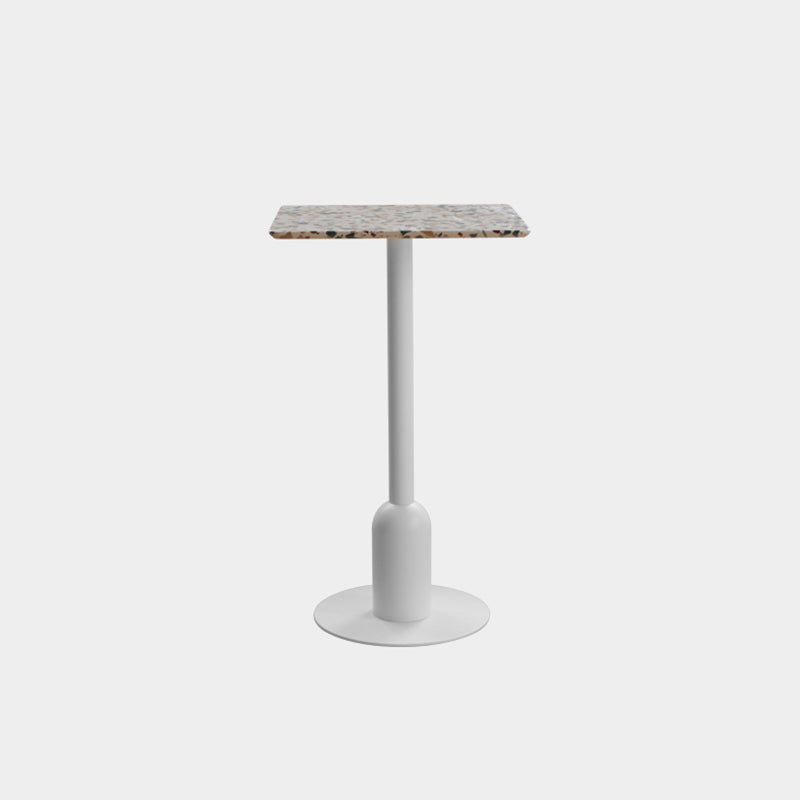 Industrial Steel Bar Dining Table Terrazzo Top Indoor Bistro Table with Single Pedestal 23.6"L x 23.6"W x 41.3"H Grey Square Clearhalo 'Bar Furniture' 'Bar Tables' 'bar_tables' 'furn' 'furn_bar_tables' 'Furniture' 'furniture_bar_tables' 'Kitchen & Dining Furniture' 4939510
