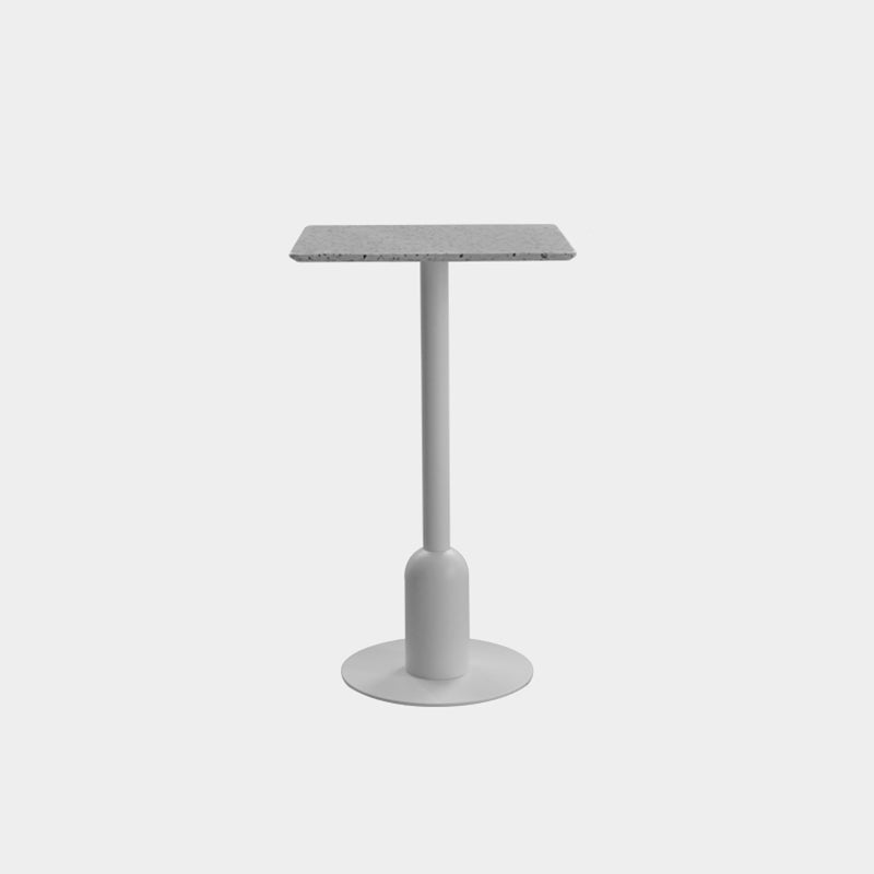 Industrial Steel Bar Dining Table Terrazzo Top Indoor Bistro Table with Single Pedestal 23.6"L x 23.6"W x 41.3"H White Square Clearhalo 'Bar Furniture' 'Bar Tables' 'bar_tables' 'furn' 'furn_bar_tables' 'Furniture' 'furniture_bar_tables' 'Kitchen & Dining Furniture' 4939511