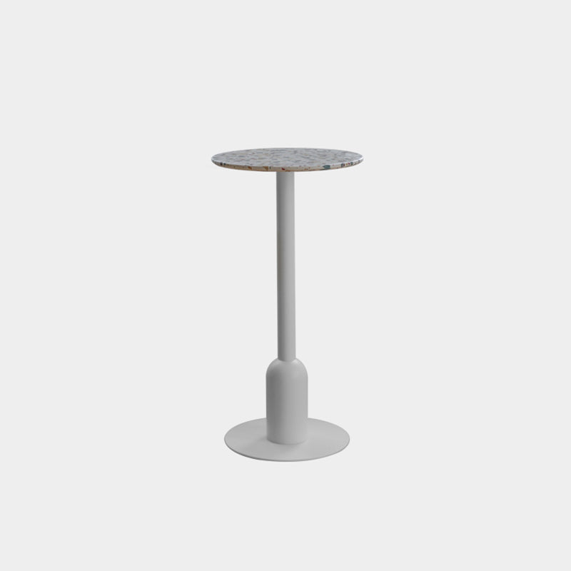 Industrial Steel Bar Dining Table Terrazzo Top Indoor Bistro Table with Single Pedestal 19.7"L x 19.7"W x 41.3"H Grey Round Clearhalo 'Bar Furniture' 'Bar Tables' 'bar_tables' 'furn' 'furn_bar_tables' 'Furniture' 'furniture_bar_tables' 'Kitchen & Dining Furniture' 4939517