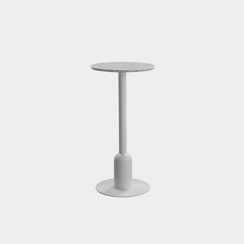 Industrial Steel Bar Dining Table Terrazzo Top Indoor Bistro Table with Single Pedestal 19.7"L x 19.7"W x 41.3"H White Round Clearhalo 'Bar Furniture' 'Bar Tables' 'bar_tables' 'furn' 'furn_bar_tables' 'Furniture' 'furniture_bar_tables' 'Kitchen & Dining Furniture' 4939519