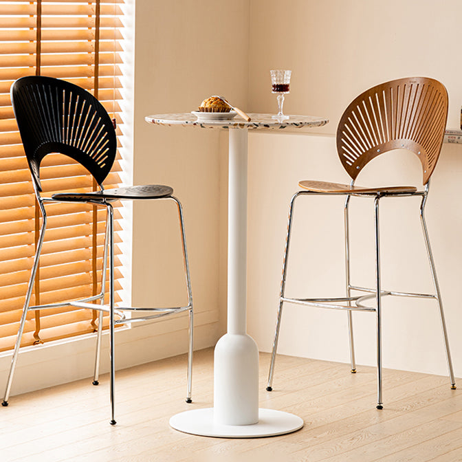 Industrial Steel Bar Dining Table Terrazzo Top Indoor Bistro Table with Single Pedestal Clearhalo 'Bar Furniture' 'Bar Tables' 'bar_tables' 'furn' 'furn_bar_tables' 'Furniture' 'furniture_bar_tables' 'Kitchen & Dining Furniture' 4939520