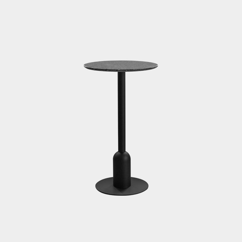 Industrial Steel Bar Dining Table Terrazzo Top Indoor Bistro Table with Single Pedestal 23.6"L x 23.6"W x 41.3"H Black Round Clearhalo 'Bar Furniture' 'Bar Tables' 'bar_tables' 'furn' 'furn_bar_tables' 'Furniture' 'furniture_bar_tables' 'Kitchen & Dining Furniture' 4939521