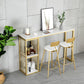 Glam Rectangle Bar Dining Table White Faux Marble Top Iron Indoor Bistro Table with Shelf 70.9"L x 15.7"W x 41.3"H Without Chairs Clearhalo 'Bar Furniture' 'Bar Tables' 'bar_tables' 'furn' 'furn_bar_tables' 'Furniture' 'furniture_bar_tables' 'Kitchen & Dining Furniture' 4939546