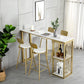Glam Rectangle Bar Dining Table White Faux Marble Top Iron Indoor Bistro Table with Shelf 63"L x 15.7"W x 41.3"H Without Chairs Clearhalo 'Bar Furniture' 'Bar Tables' 'bar_tables' 'furn' 'furn_bar_tables' 'Furniture' 'furniture_bar_tables' 'Kitchen & Dining Furniture' 4939547