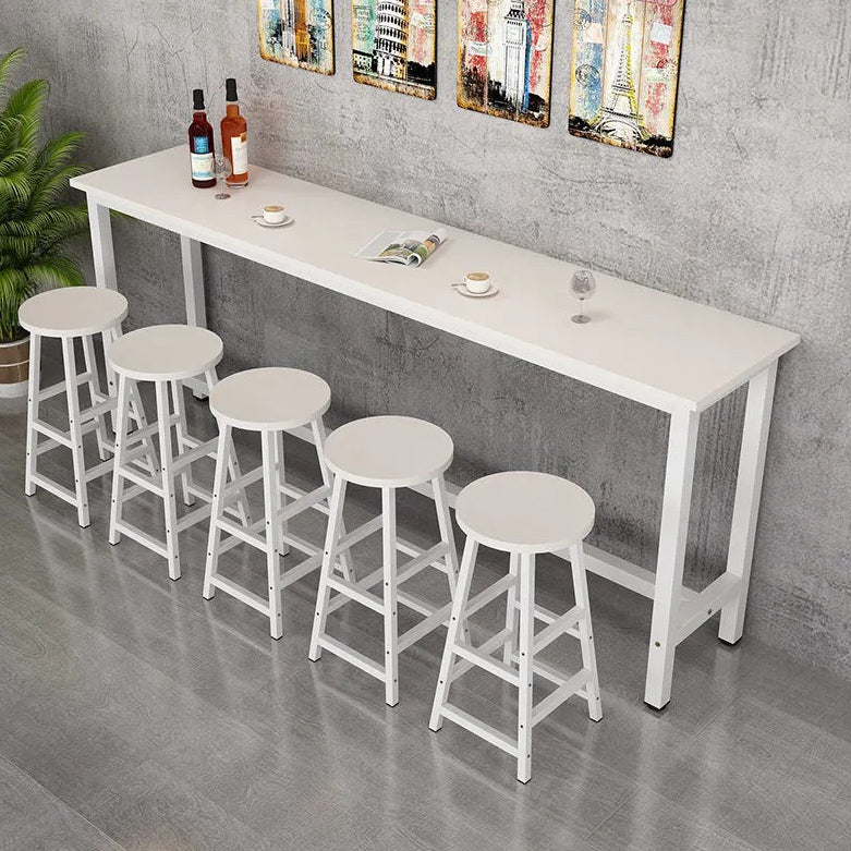 Contemporary Bar Table Rectangle Bar Dining Table with Trestle Base White Without Chairs Clearhalo 'Bar Furniture' 'Bar Tables' 'bar_tables' 'furn' 'furn_bar_tables' 'Furniture' 'furniture_bar_tables' 'Kitchen & Dining Furniture' 4939565