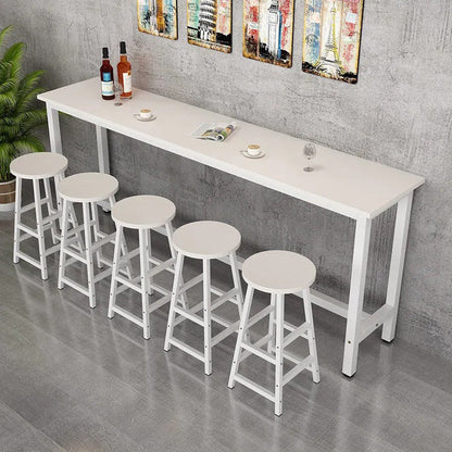 Contemporary Bar Table Rectangle Bar Dining Table with Trestle Base White Without Chairs Clearhalo 'Bar Furniture' 'Bar Tables' 'bar_tables' 'furn' 'furn_bar_tables' 'Furniture' 'furniture_bar_tables' 'Kitchen & Dining Furniture' 4939565