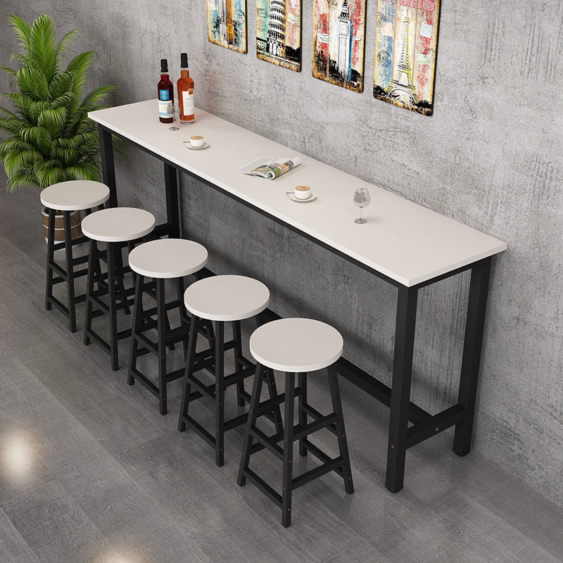 Contemporary Bar Table Rectangle Bar Dining Table with Trestle Base Black-White Without Chairs Clearhalo 'Bar Furniture' 'Bar Tables' 'bar_tables' 'furn' 'furn_bar_tables' 'Furniture' 'furniture_bar_tables' 'Kitchen & Dining Furniture' 4939573