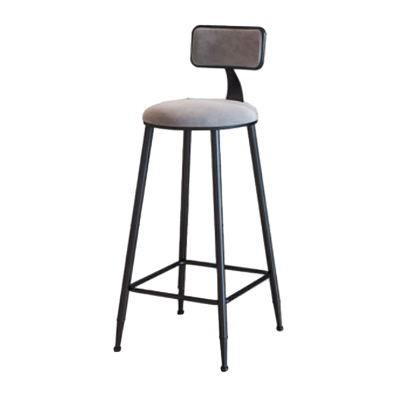 Industrial Armless Backrest Counter Stool Iron Cafe Bar Stool with Velvet Cushion Gray 1 Piece Bar Stool(30"H) Clearhalo 'Bar Furniture' 'Bar Stools' 'bar_stools' 'furn' 'furn_bar_stools' 'Furniture' 'furniture_bar_stools' 'Kitchen & Dining Furniture' 4939590