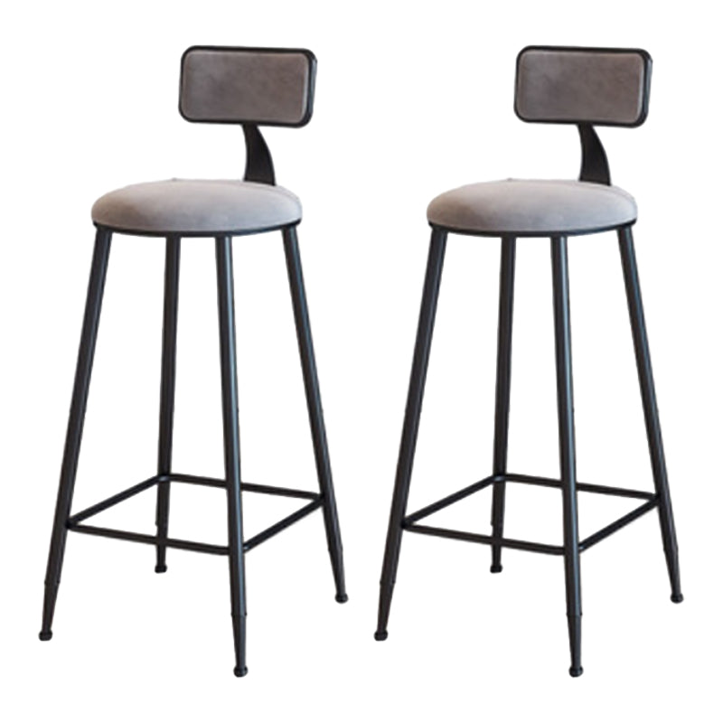 Industrial Armless Backrest Counter Stool Iron Cafe Bar Stool with Velvet Cushion Gray 2 Piece Set Bar Stool(30"H) Clearhalo 'Bar Furniture' 'Bar Stools' 'bar_stools' 'furn' 'furn_bar_stools' 'Furniture' 'furniture_bar_stools' 'Kitchen & Dining Furniture' 4939592