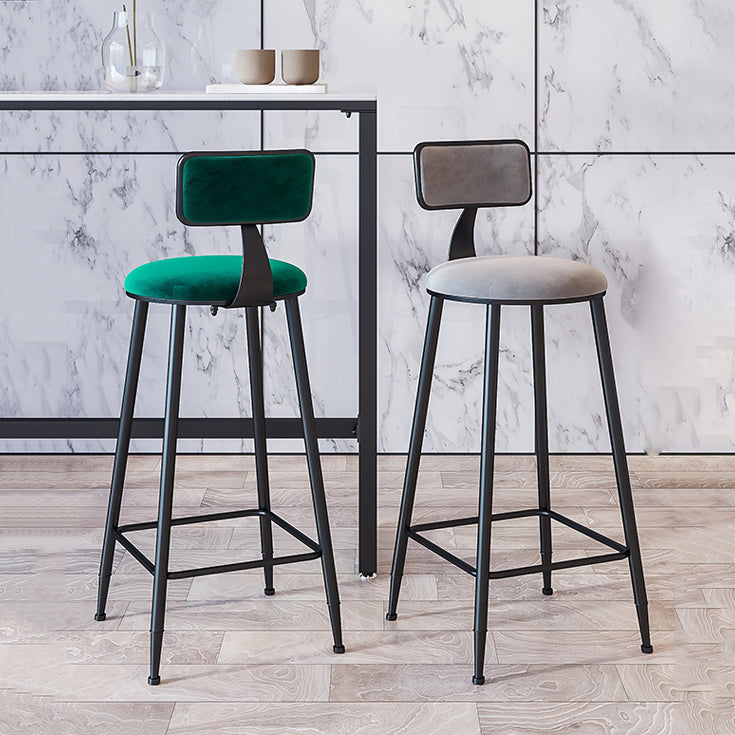Industrial Armless Backrest Counter Stool Iron Cafe Bar Stool with Velvet Cushion Clearhalo 'Bar Furniture' 'Bar Stools' 'bar_stools' 'furn' 'furn_bar_stools' 'Furniture' 'furniture_bar_stools' 'Kitchen & Dining Furniture' 4939594