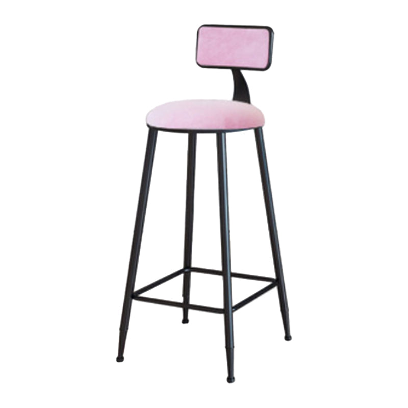 Industrial Armless Backrest Counter Stool Iron Cafe Bar Stool with Velvet Cushion Pink 1 Piece Bar Stool(30"H) Clearhalo 'Bar Furniture' 'Bar Stools' 'bar_stools' 'furn' 'furn_bar_stools' 'Furniture' 'furniture_bar_stools' 'Kitchen & Dining Furniture' 4939596
