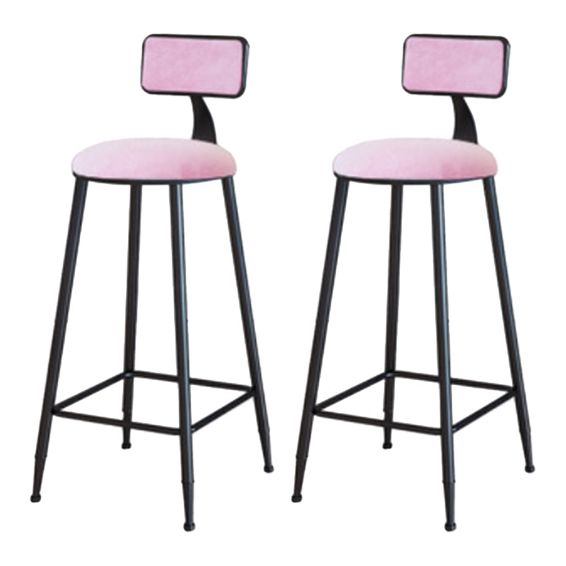 Industrial Armless Backrest Counter Stool Iron Cafe Bar Stool with Velvet Cushion Pink 2 Piece Set Bar Stool(30"H) Clearhalo 'Bar Furniture' 'Bar Stools' 'bar_stools' 'furn' 'furn_bar_stools' 'Furniture' 'furniture_bar_stools' 'Kitchen & Dining Furniture' 4939598