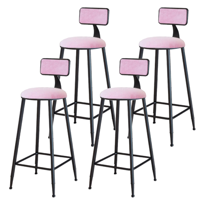 Industrial Armless Backrest Counter Stool Iron Cafe Bar Stool with Velvet Cushion Pink 4 Piece Set Bar Stool(30"H) Clearhalo 'Bar Furniture' 'Bar Stools' 'bar_stools' 'furn' 'furn_bar_stools' 'Furniture' 'furniture_bar_stools' 'Kitchen & Dining Furniture' 4939600