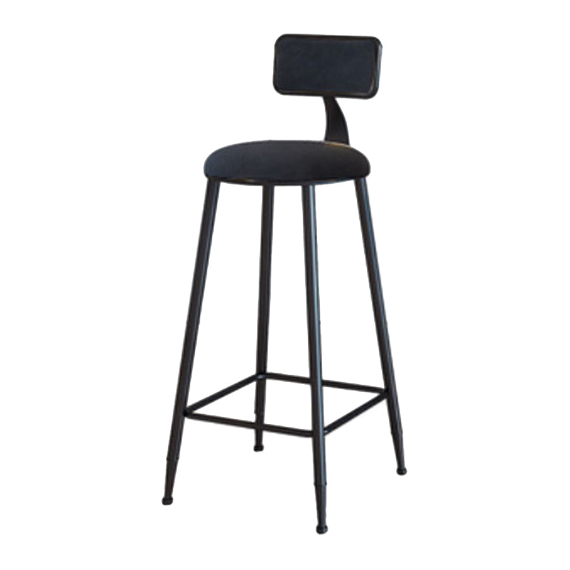 Industrial Armless Backrest Counter Stool Iron Cafe Bar Stool with Velvet Cushion Black 1 Piece Bar Stool(30"H) Clearhalo 'Bar Furniture' 'Bar Stools' 'bar_stools' 'furn' 'furn_bar_stools' 'Furniture' 'furniture_bar_stools' 'Kitchen & Dining Furniture' 4939601