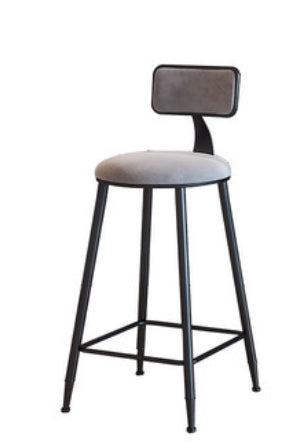 Industrial Armless Backrest Counter Stool Iron Cafe Bar Stool with Velvet Cushion Clearhalo 'Bar Furniture' 'Bar Stools' 'bar_stools' 'furn' 'furn_bar_stools' 'Furniture' 'furniture_bar_stools' 'Kitchen & Dining Furniture' 4939603