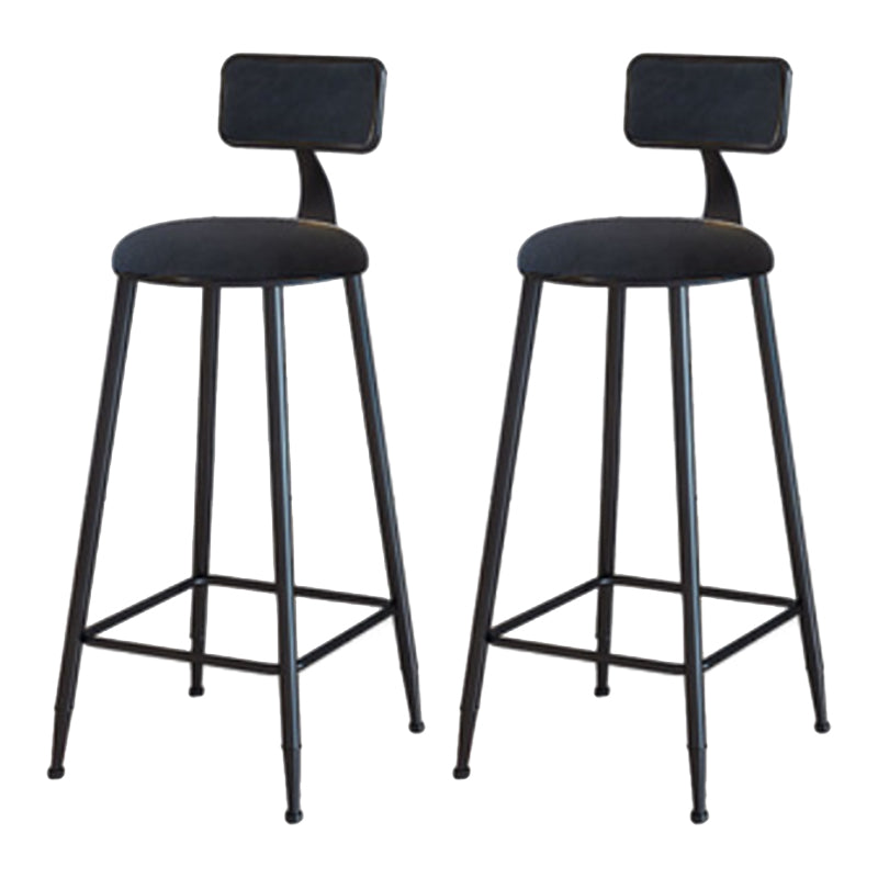 Industrial Armless Backrest Counter Stool Iron Cafe Bar Stool with Velvet Cushion Black 2 Piece Set Bar Stool(30"H) Clearhalo 'Bar Furniture' 'Bar Stools' 'bar_stools' 'furn' 'furn_bar_stools' 'Furniture' 'furniture_bar_stools' 'Kitchen & Dining Furniture' 4939604